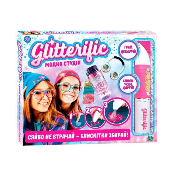 Ігровий набір для юного дизайнера GLITTERIFIC – МОДНА СТУДІЯ (блискітки, наліпки)