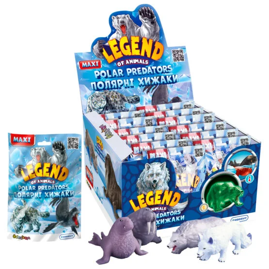 Дисплей стретч-іграшок у вигляді тварини серії “LEGEND OF ANIMALS МАКСІ” – ПОЛЯРНІ ХИЖАКИ (12 шт.)