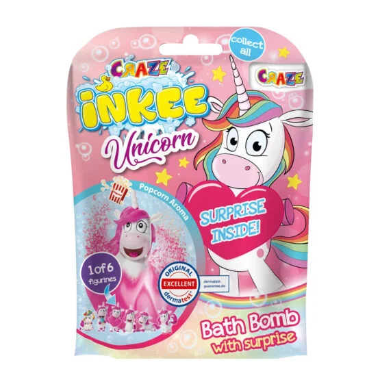 Ароматна бомбочка для ванни з іграшкою Inkee – МИЛІ ЄДИНОРІЖКИ (у диспл., в асорт.)