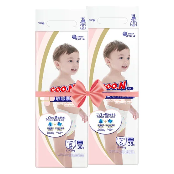 Підгузки GOO.N Plus для дітей 12-20 кг (розмір XL, на липучках, унісекс, 76 шт)