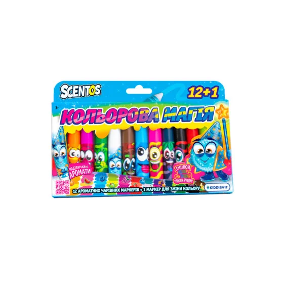 Набір ароматних маркерів для малювання, що змінюють колір – КОЛЬОРОВА МАГІЯ (12+1 кольорів)