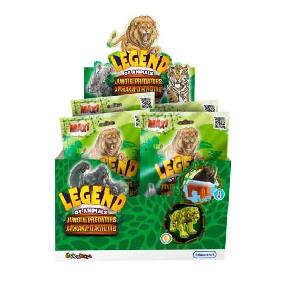 Дисплей стретч-іграшок у вигляді тварини серії “LEGEND OF ANIMALS МАКСІ” – ХИЖАКИ ДЖУНГЛІВ (12 шт.)