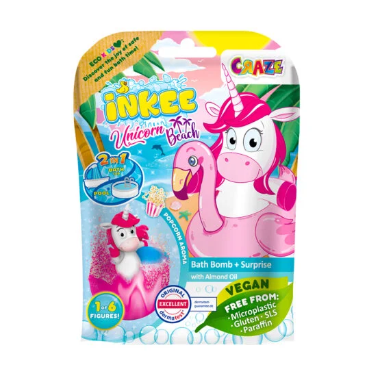 Ароматна бомбочка для ванни з іграшкою Inkee – ЄДИНОРІЖКИ (у диспл., в асорт.)
