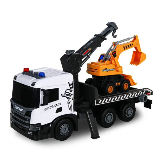 Ігровий набір серії “Super Big Truck” – АВТОКРАН SCANIA З ЕКСКАВАТОРОМ (світло, звук)