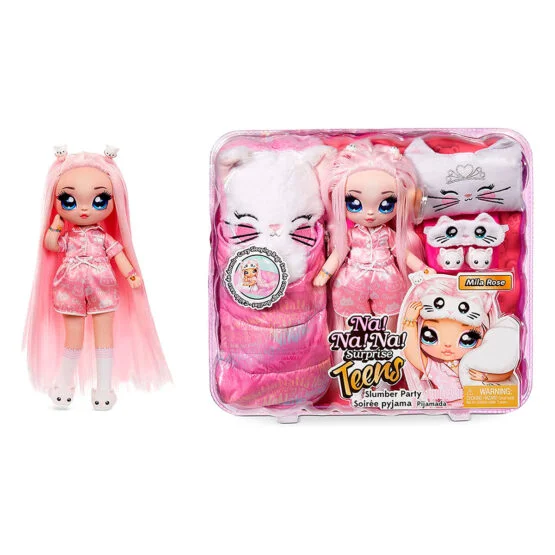Ігровий набір з лялькою NA! NA! NA! SURPRISE серії “Teens” – ПІЖАМНА КІТТІ-ВЕЧІРКА МІЛИ РОУЗ