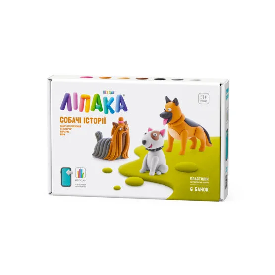 Набір пластиліну, що самостійно твердіє, ЛІПАКА – СОБАЧІ ІСТОРІЇ: ЙОРК, БУЛЬТЕР’ЄР, ВІВЧАРКА