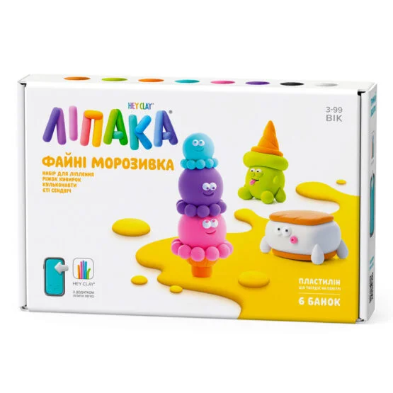 Набір пластиліну, що твердіє, ЛІПАКА – ФАЙНІ МОРОЗИВКА: КУЛЬКОНАВТИ, ЄТІ СЕНДВІЧ, РІЖОК КУВИРОК