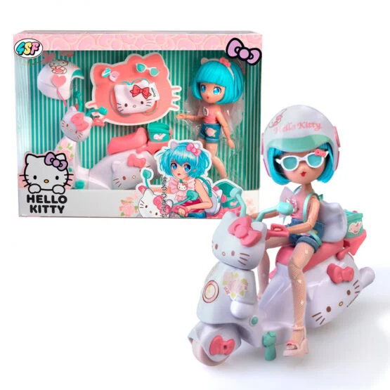 Ігровий набір 4SF MANGA DOLLS серії “Hello Kitty” – КРАСУНЯ ПІНК НА СКУТЕРІ (з аксес.)