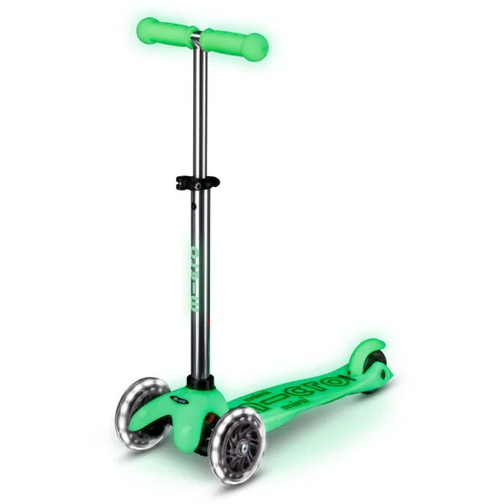 Самокат MICRO серії “Mini Deluxe Glow LED” – КРИЖАНИЙ ЛАЙМ (до 50 kg, 3-х колісний, світло)