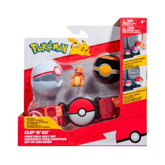 Ігровий набір POKEMON W14 – ПОЯС З ПОКЕБОЛАМИ ЧАРМАНДЕР (пояс, 2 покеболи, ігрова фігурка)