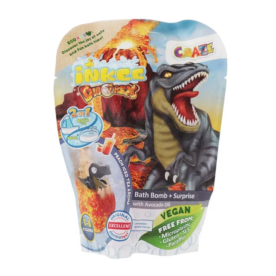 Ароматна бомбочка для ванни з іграшкою Inkee – ДИНОЗАВРИ (у диспл., в асорт.)