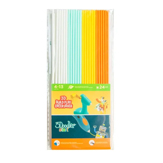 Набір стрижнів для 3D-ручки 3Doodler Start – МІКС (24 шт: білий, м’ятний, жовтий, помаранчевий )