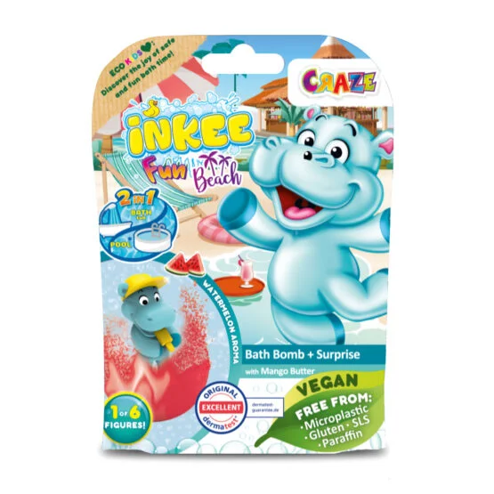 Ароматна бомбочка для ванни з іграшкою Inkee – БЕГЕМОТИКИ (у диспл., в асорт.)