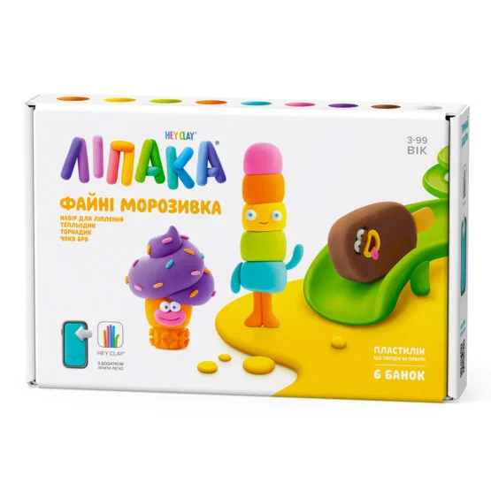 Набір пластиліну, що твердіє, ЛІПАКА – ФАЙНІ МОРОЗИВКА: ТЕПЛЬОДИК, ТОРНАДИК, ЧОКО БРО