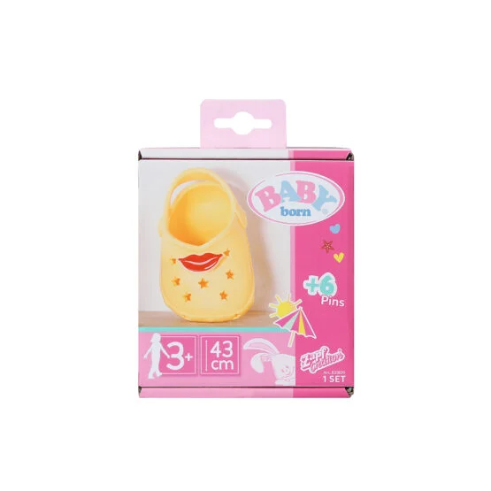 Взуття для ляльки BABY BORN – САНДАЛІ ЗІ ЗНАЧКАМИ (на 43 cm, жовті)