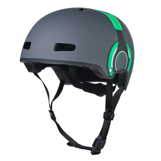 Захисний шолом MICRO – ЗЕЛЕНИЙ З МАЛЮНКОМ НАВУШНИКІВ (52-56 cm, M, світло)