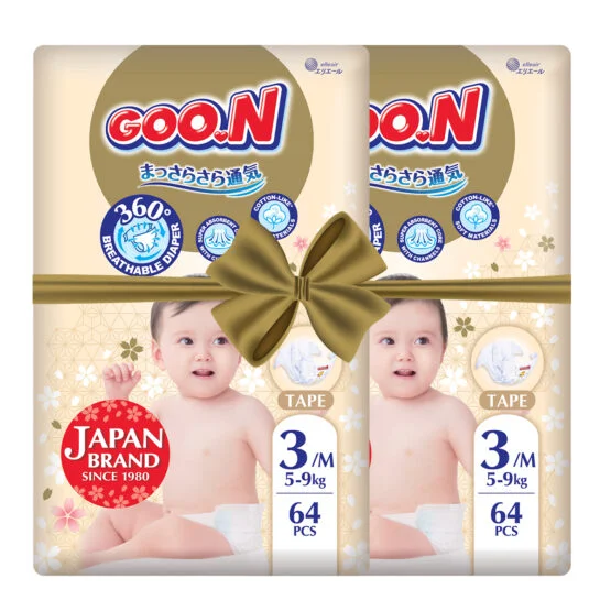 Підгузки GOO.N Premium Soft для дітей 5-9 kg (розмір 3(M), на липучках, унісекс, 128 шт.)