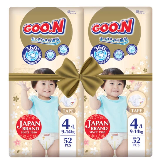 Підгузки GOO.N Premium Soft для дітей 9-14 kg (розмір 4(L), на липучках, унісекс, 104 шт.)