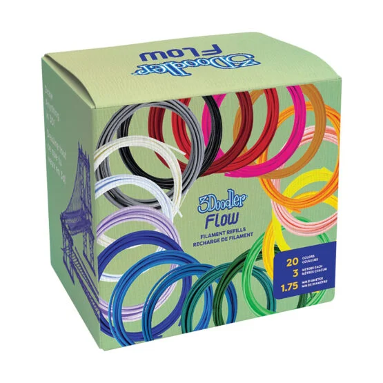 Набір стрижнів для 3D-ручки 3Doodler Flow – МІКС (20 кольорів)