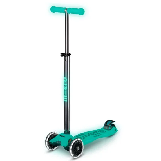 Самокат MICRO серії “Maxi Deluxe Glow LED” – ЖЕЛЕЙНИЙ ЗЕЛЕНИЙ (до 50 kg, 3-х колісний, світло)