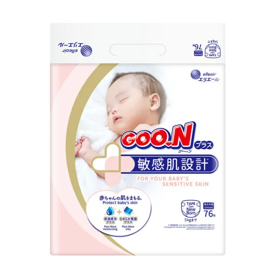 Підгузки GOO.N Plus для новонароджених до 5 кг (розмір NB, на липучках, унісекс, 76 шт)