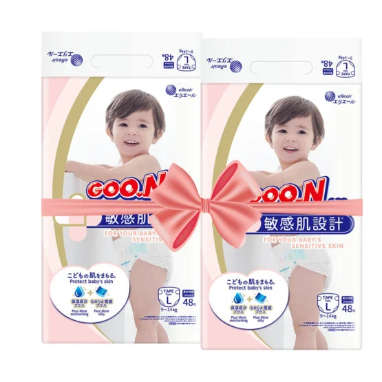 Підгузки GOO.N Plus для дітей 9-14 кг (розмір L, на липучках, унісекс, 96 шт)