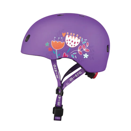 Захисний шолом MICRO – ФІОЛЕТОВИЙ З КВІТАМИ (52-56 cm, M)