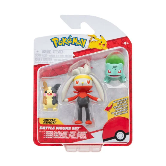 Набір ігрових фігурок POKEMON W18 – МОРПЕКО, БУЛЬБАЗАВР, РАБУТ