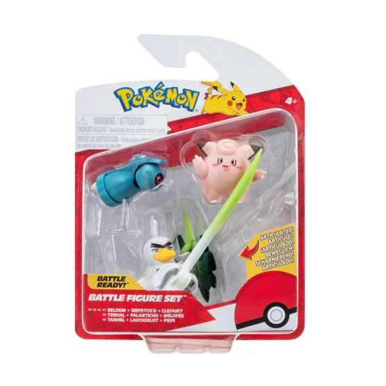 Набір ігрових фігурок POKEMON W18 – КЛЕФЕЙРІ, БЕЛДУМ, СІРФЕТЧ’Д