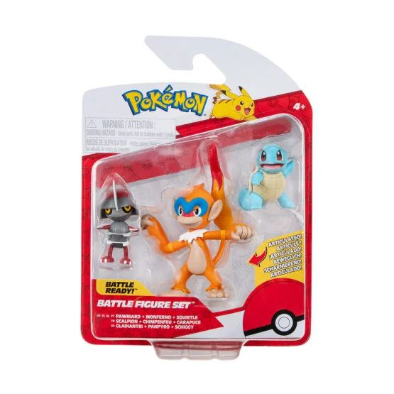 Набір ігрових фігурок POKEMON W18 – ПОНЬЯРД, СКВІРТЛ, МОНФЕРНО